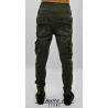 PANTALON POCHES VERT ARMÉE ÉLASTIQUE À LA CHEVILLE