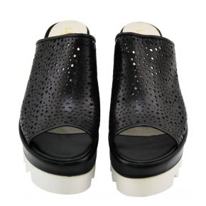 Sandal Wedge with a cararmato Lea Gu black and white