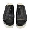 Sandale mit Keilabsatz mit cararmato Lea Gu schwarz und weiß