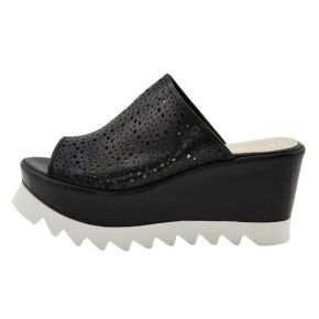 Sandal Wedge with a cararmato Lea Gu black and white