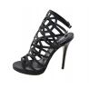 Black sandal with heel Lea Gu in perforated leather