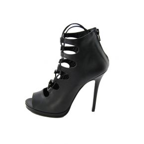 Black sandal with heel Lea Oj laced leather