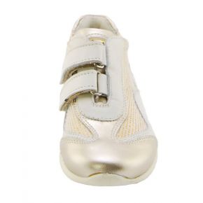 SNEAKERS BASSA VITELL.LAM/TESS ORO/PANNA ALLACC STRAP FONDO GOMMA PANNA LOGO G