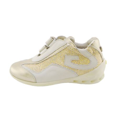 SNEAKERS BASSA VITELL.LAM/TESS ORO/PANNA ALLACC STRAP FONDO GOMMA PANNA LOGO G