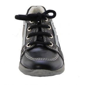 SNEAKERS BASSA VITELLO NERO/GRIG TESS GRIGIO FONDO GOMMA GRIGIA ALLACC LOGO G