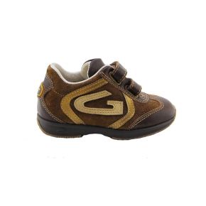 SNEAKERS BASSA VITELLO/CAMOSC MARRONE INSERTI LAMIN ORO ALLAC STRAPP FONDO GOMMA MARR LOGO G