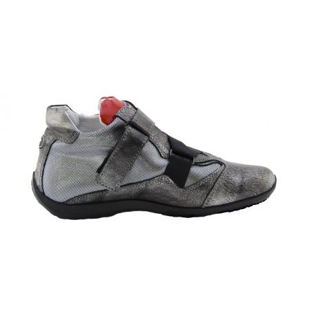 ZAPATILLAS DE DEPORTE DE BAJA DE LA PANTORRILLA TELA DE PLATA LAMINA ALLACC PARTE INFERIOR DE LA CORREA DE CAUCHO, COLOR GRIS G