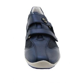 SNEAKERS BASSA VITELLO/TESS BLU FONDO GOMMA BIANCA ALLAC STRAP LOGO G