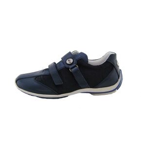 SNEAKERS BASSA VITELLO/TESS BLU FONDO GOMMA BIANCA ALLAC STRAP LOGO G