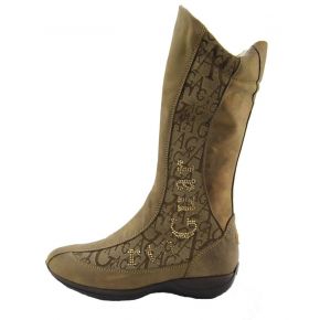 BOOT VITEL/TESS DOVE-LEG UP THE BOTTOM RUBBER MARR ZIP G LOGO RHINESTONES