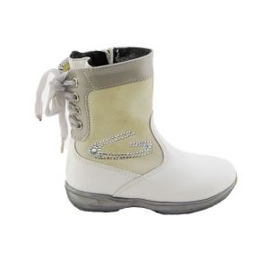 BOOTIE VERN/CAMOSC WHITE/GREY BOTTOM RUBBER GREY BOW VELVET GREY G LOGO RHINESTONES