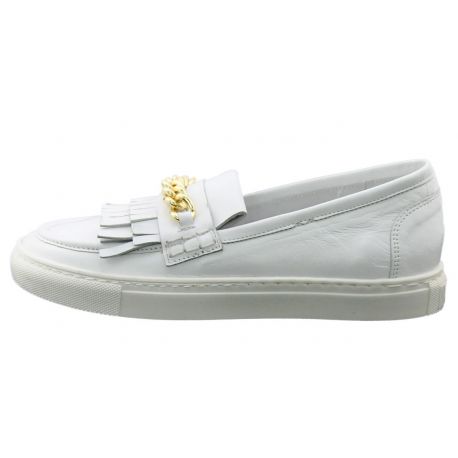 Mocassin Sneakers Lea Gu en cuir blanc