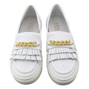 Mocassin Sneakers Lea Gu en cuir blanc