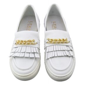 Mocassino Sneakers Lea Gu in pelle bianco