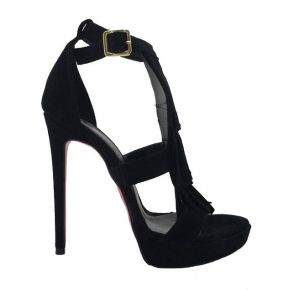 SANDAL WITH HEEL SNEG BLACK AND FRINGES ALTRAMAREA