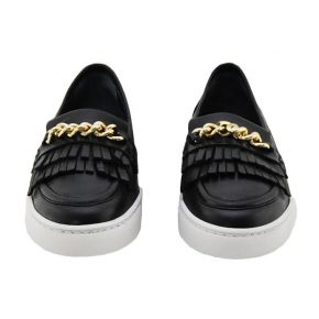 Moccasin Sneakers Lea Gu in black leather