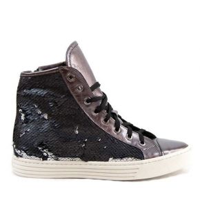 Leather sneakers with sequins details