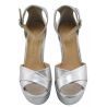 Wedge Sandal Lea Gu in silver laminated leather