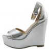 Wedge Sandal Lea Gu en argent laminé cuir