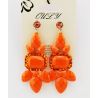 Boucles d'oreilles à pendants parsemées de pierres et de strass, orange