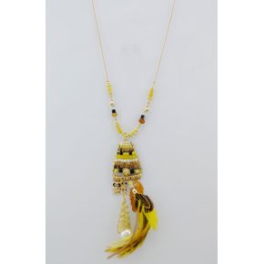 Necklace chain gold-colored with various pendants yellow