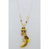 Necklace chain gold-colored with various pendants yellow