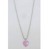 Collana a catenella color argento con cuore a pendente rosa