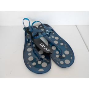 PLAGE TONGS EN CAOUTCHOUC BLEU POIS BLANCS LIU JO