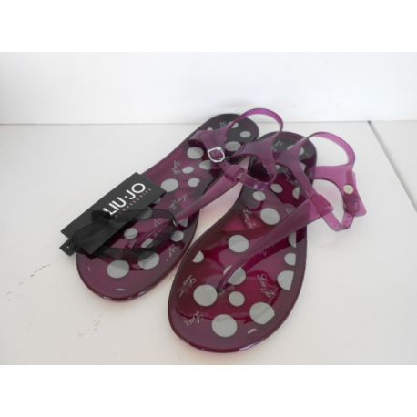 FLIP FLOPS BEACH RUBBER PURPLE WHITE POLKA DOTS LIU JO