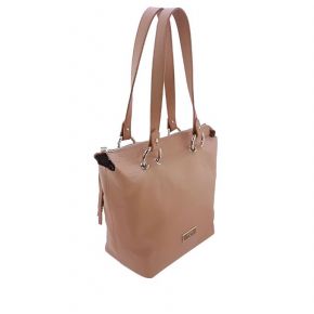 Tasche shooping Patrizia Pepe reversible beige silber