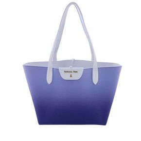 Borsa shopping Patrizia Pepe reversibile blu bianca degradè