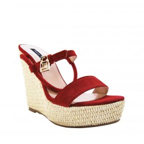 Sandale Patrizia Pepe coin en daim rouge