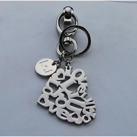 Weißer Liu Jo key ring heart nikel