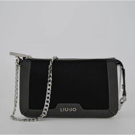 Bolsa de tracollina con la cadena de Liu Jo nuevo cannes negro blanco gris