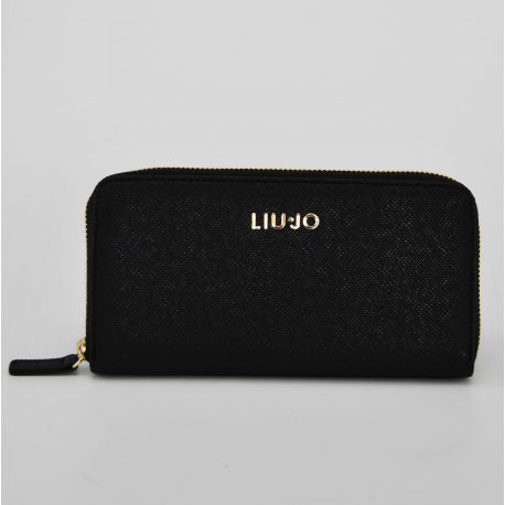 Cartera grande zip alrededor de Liu Jo anna de la cadena de negro