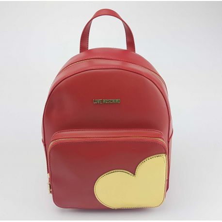 Backpack Love Moschino red heart gold