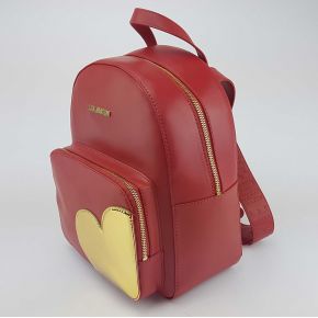 Backpack Love Moschino red heart gold