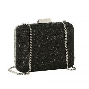 Pochette a mano Clutch Liu Jo primula strass bicolor nera e argento