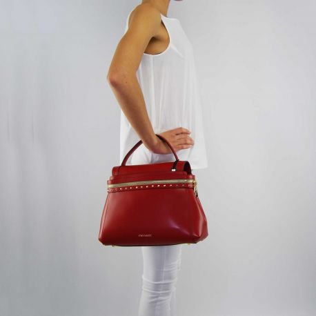 Bolso satchel de Twin-Set Cécile Deux de cuero rojo rubí