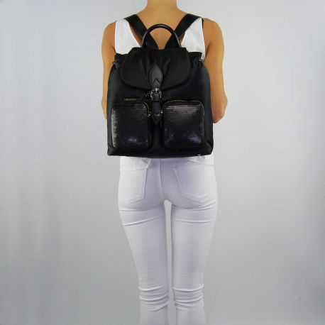 Bolsa mochila de Doble Conjunto grande de raso negro