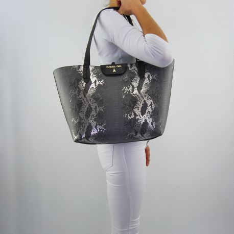 Sac Shopping par Patrizia Pepe gris gris argent python