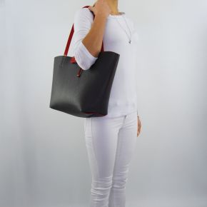 Shopping bag by Patrizia Pepe matt red dark grey