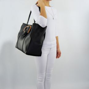 Sac Shopping par Patrizia Pepe noir