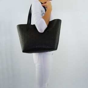 Shopping bag by Patrizia Pepe black reversible black laminated