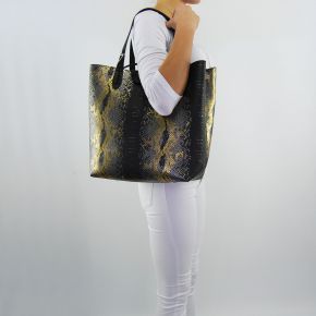 Shopping bag by Patrizia Pepe reversible black gold pithon