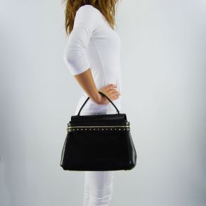 Bag satchel Twin-Set Cécile Deux black leather