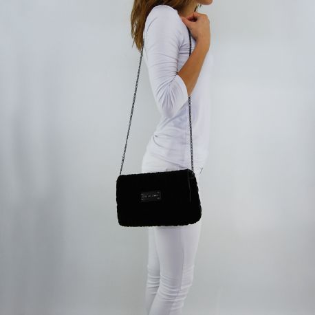 Shoulder bag Love Moschino suede black