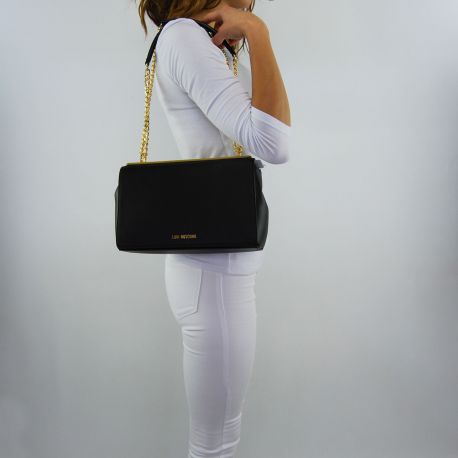 Bolso de Love Moschino de la placa de oro negro