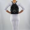 Backpack Love Moschino black with decorations of hearts silver