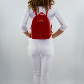 Backpack Love Moschino red suede